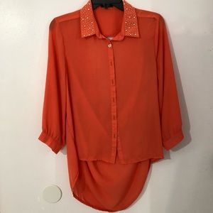 Orange button down shirt